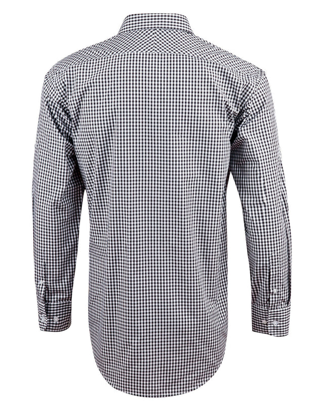 Benchmark M7300L Men’s Gingham Check Long Sleeve Shirt with Roll-up Tab Sleeve