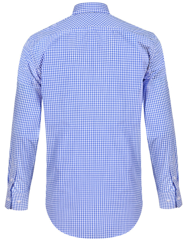 Benchmark M7300L Men’s Gingham Check Long Sleeve Shirt with Roll-up Tab Sleeve