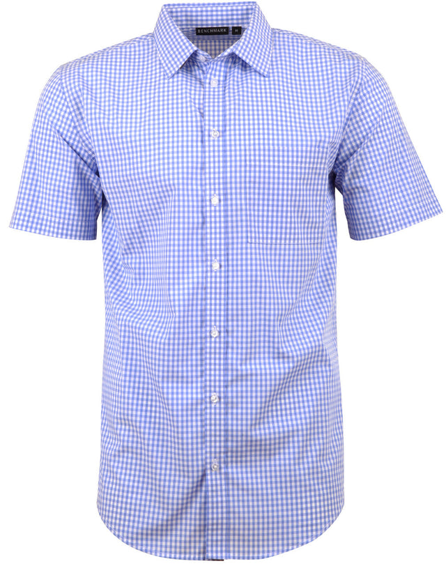 Benchmark M7300S Men’s Gingham Check Short Sleeve Shirt