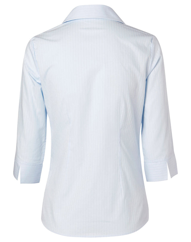 Benchmark M8100Q Women's Self Stripe 3/4 Sleeve Shirt