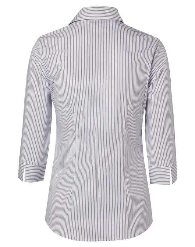 Benchmark M8200Q Women's Ticking Stripe 3/4 Sleeve Shirt