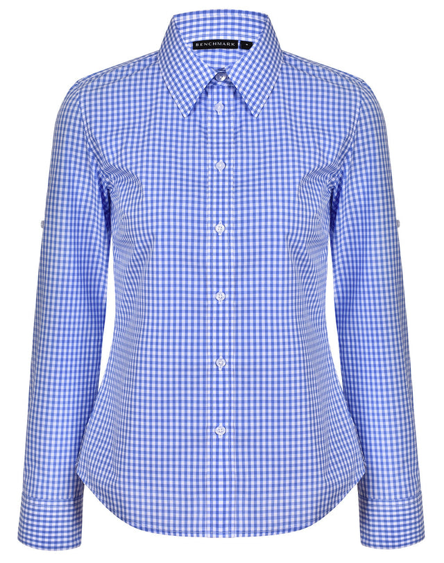 Benchmark M8300L Ladies' Gingham Check Long Sleeve Shirt