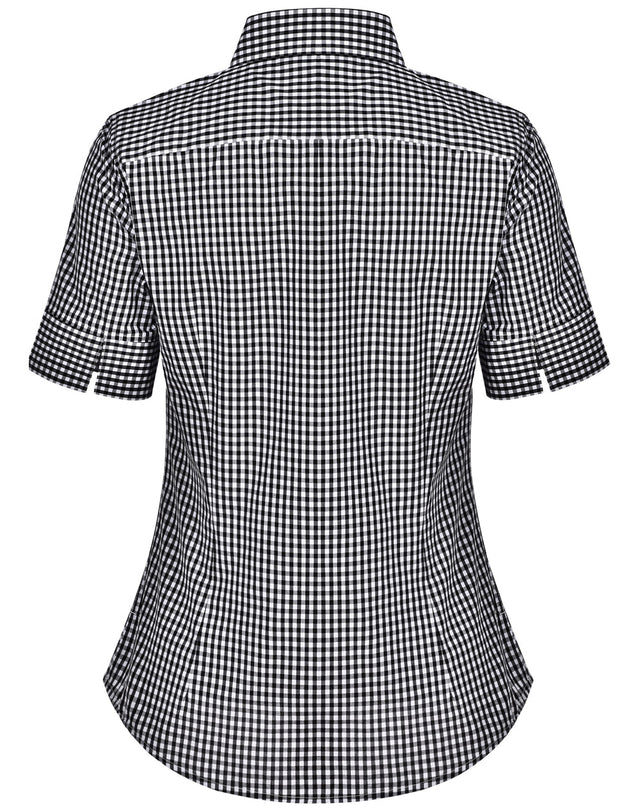 Benchmark M8300S Ladies’ Gingham Check Short Sleeve Shirt