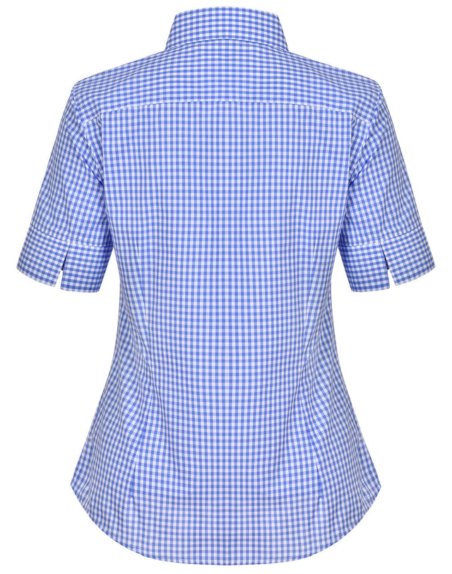 Benchmark M8300S Ladies’ Gingham Check Short Sleeve Shirt