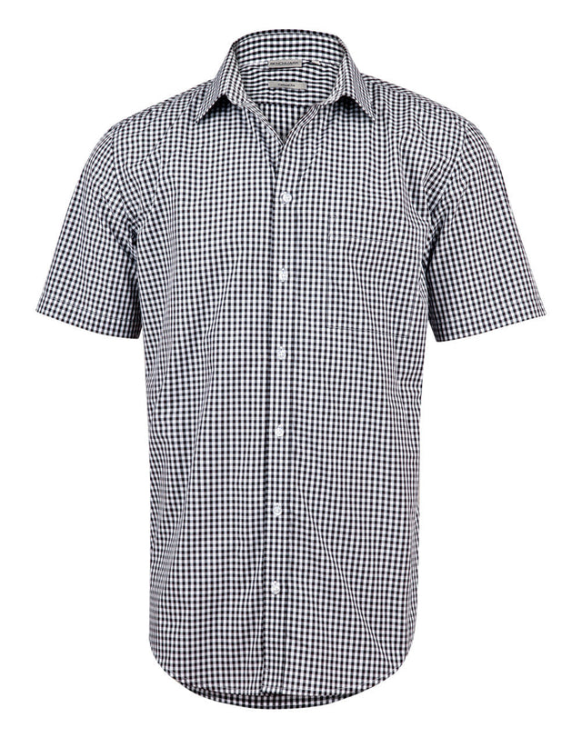 Benchmark M7300S Men’s Gingham Check Short Sleeve Shirt