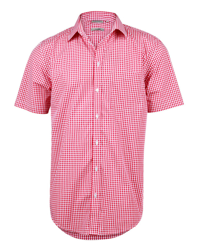 Benchmark M7300S Men’s Gingham Check Short Sleeve Shirt