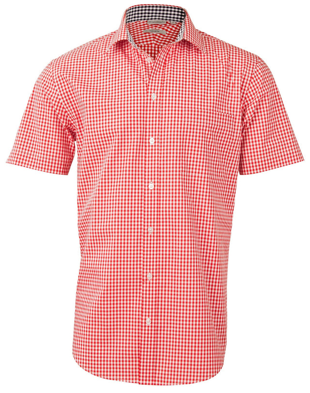 Benchmark M7330S Mens Gingham Check Short Sleeve Shirt
