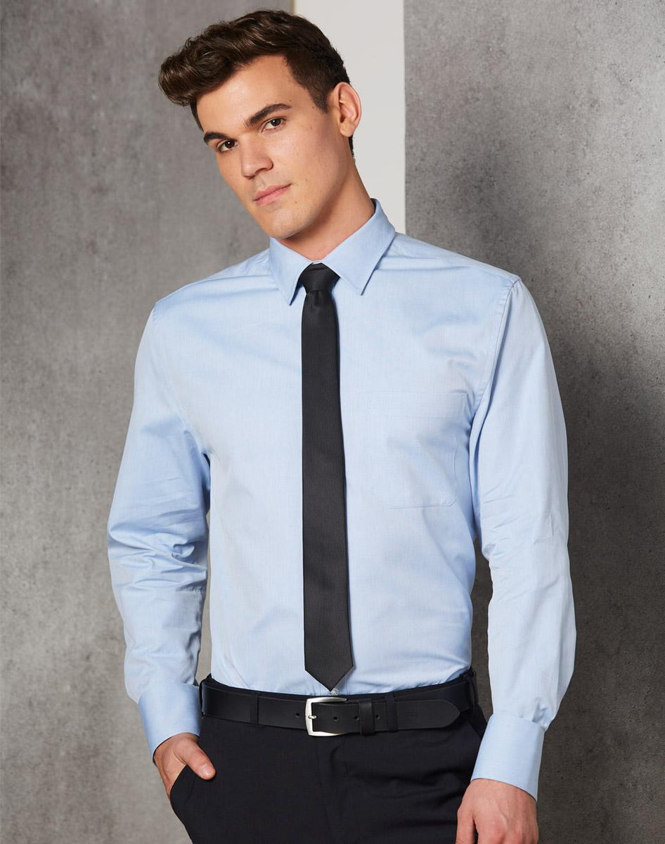 BENCHMARK Men's Fine Stripe Long Sleeve Shirt M7212