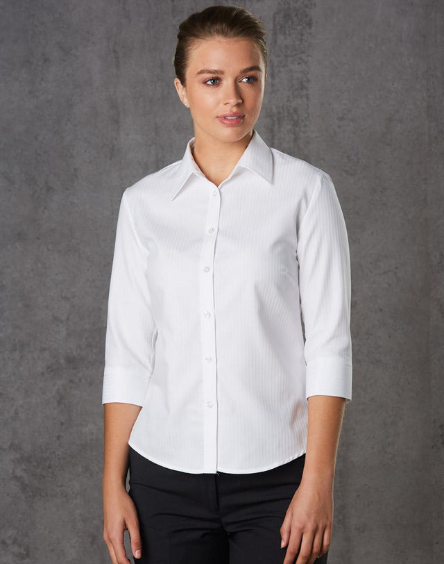 Benchmark M8113 Women's Mini Herringbone 3/4 Sleeve Shirt