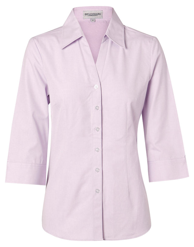 Benchmark M8040Q Women's CVC Oxford 3/4 Sleeve Shirt