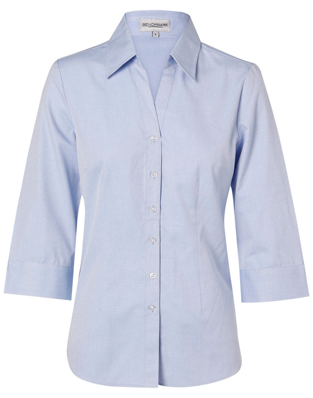 Benchmark M8040Q Women's CVC Oxford 3/4 Sleeve Shirt