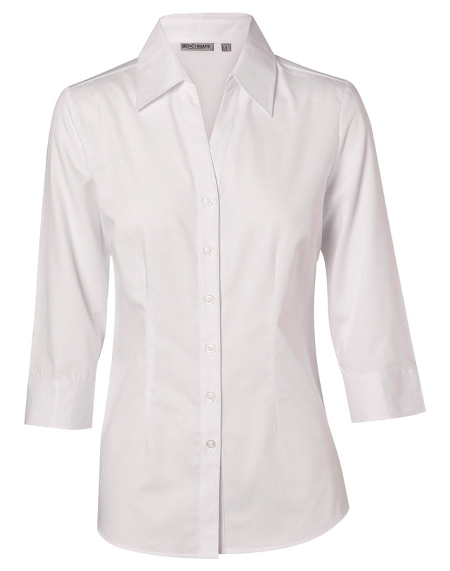 Benchmark M8040Q Women's CVC Oxford 3/4 Sleeve Shirt