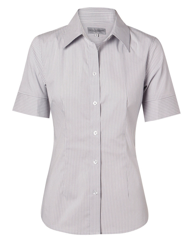 Benchmark M8200S Women's Ticking Stripe Short Sleeve Shirt