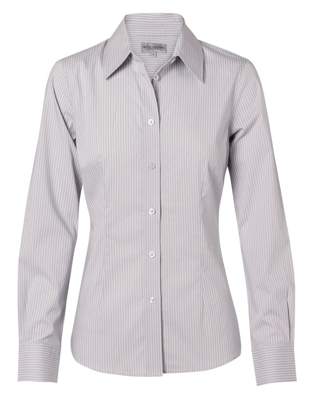 Benchmark M8200L Women's Ticking Stripe Long Sleeve Shirt