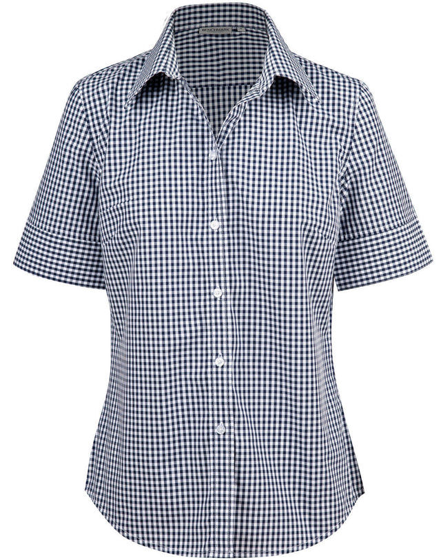 Benchmark M8300S Ladies’ Gingham Check Short Sleeve Shirt