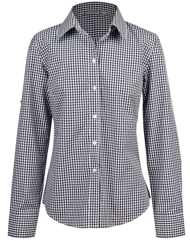 Benchmark M8300L Ladies' Gingham Check Long Sleeve Shirt