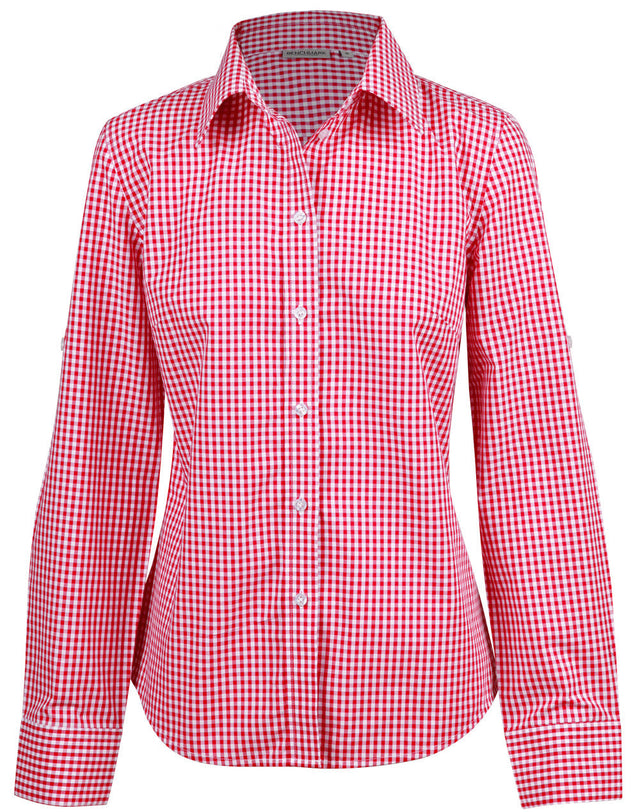 Benchmark M8300L Ladies' Gingham Check Long Sleeve Shirt