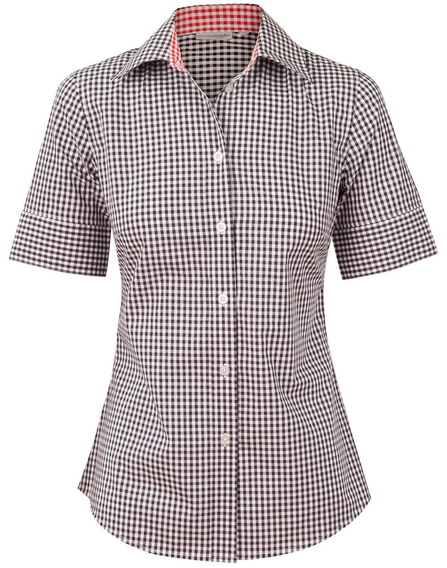 Benchmark M8330S Ladies' Gingham Check Short Sleeve Shirt