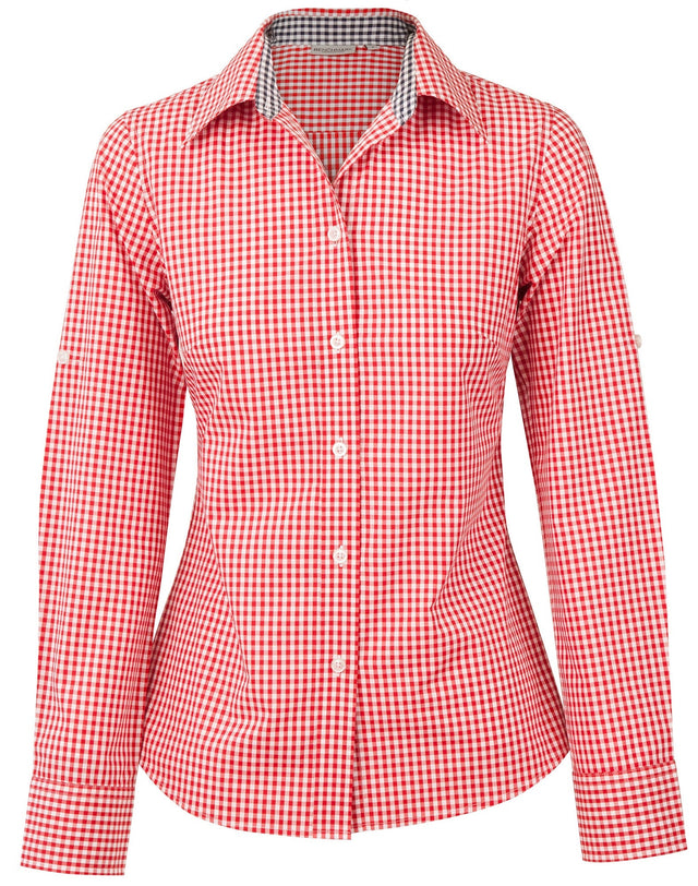 Benchmark M8330L Ladies' Gingham Check Long Sleeve Shirt