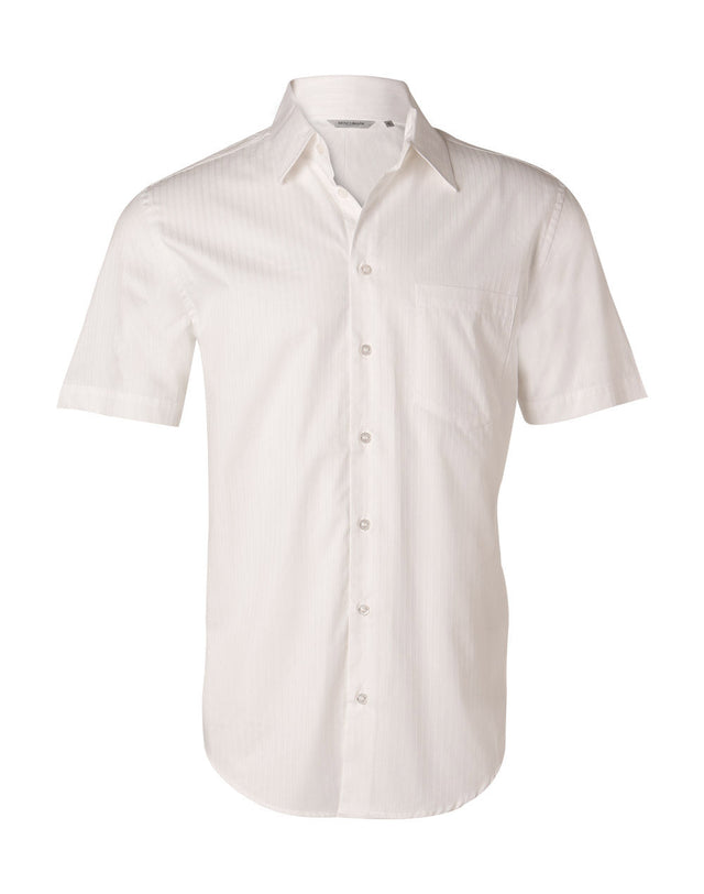 Benchmark M7100S Men's Self Stripe Short Sleeve Shirt
