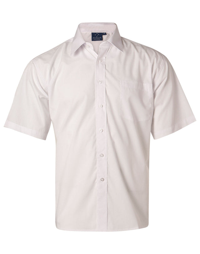 Benchmark BS01S Men's Poplin Short Sleeve Business Shirt